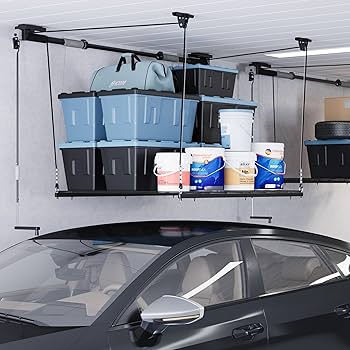 FLEXIMOUNTS Garage Lifting Metal Rack, 4x4 Ft Overhead